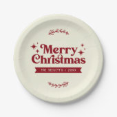 レトログルーヴィメリークリスマスホリデー ペーパープレート (正面)
