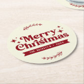 レトログルーヴィメリークリスマスホリデー ラウンドペーパーコースター (アングル)