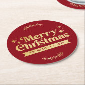 レトログルーヴィメリークリスマスホリデー ラウンドペーパーコースター (アングル)