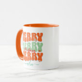 レトログルーヴィメリークリスマス名前をカスタムするボホ マグカップ (正面左)