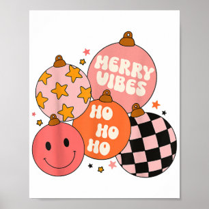 レトログルーヴィメリービーブスクリスマスキュートサンタクル ポスター