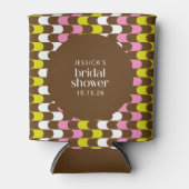 レトログルーヴィライムピンクとブラウンブライダルシャワー 缶クーラー (正面)