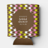 レトログルーヴィライムピンクとブラウンブライダルシャワー 缶クーラー (裏面)