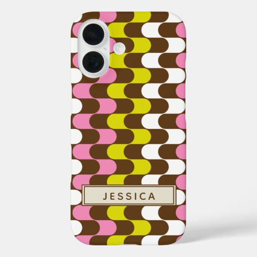 レトログルーヴィライムピンクブラウン抽象芸術アートカスタム Case-Mate iPhoneケース (裏面)