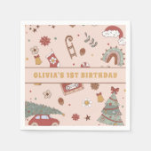 レトログルーヴィレインボークリスマスツリー誕生日パーティー スタンダードカクテルナプキン (正面)