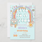 レトログルーヴィレインボー5th誕生日招待状 招待状 (正面)