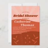 レトログルーヴィワイルドフラワーボホオレンジブライダルシャワー 招待状 (正面)