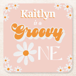 レトログルーヴィワンガールズ1st誕生日 スクエアペーパーコースター