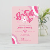 レトログルーヴィワンガール1st誕生日招待状 招待状 (スタンド正面)