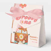 レトログルーヴィワンデイジーフラワーバースデーパーティー フェイバーボックス (正面サイド)