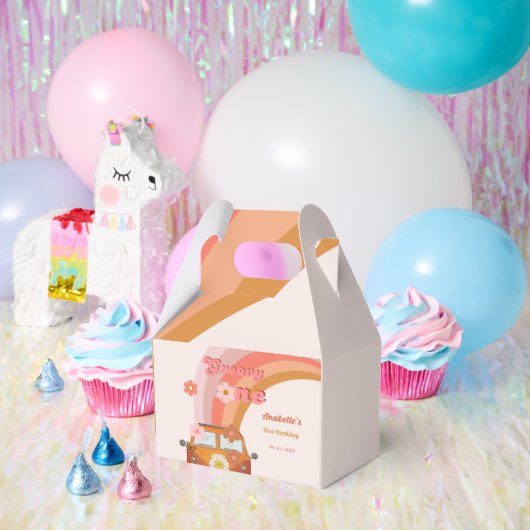 レトログルーヴィワンデイジーフラワーバースデーパーティー フェイバーボックス (パーティー)