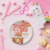 レトログルーヴィワンデイジーフラワーバースデーパーティー ペーパープレート (パーティー)