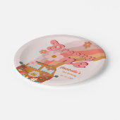 レトログルーヴィワンデイジーフラワーバースデーパーティー ペーパープレート (アングル)