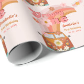 レトログルーヴィワンデイジーフラワーバースデーパーティー ラッピングペーパー (ロールコーナー)