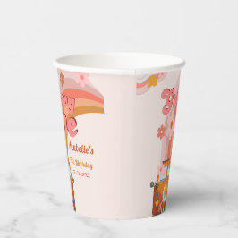 レトログルーヴィワンデイジーフラワーバースデーパーティー 紙コップ