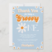 レトログルーヴィワンボーイズ1歳の誕生日 サンキューカード (正面)