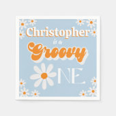 レトログルーヴィワンボーイズ1歳の誕生日 スタンダードカクテルナプキン (正面)