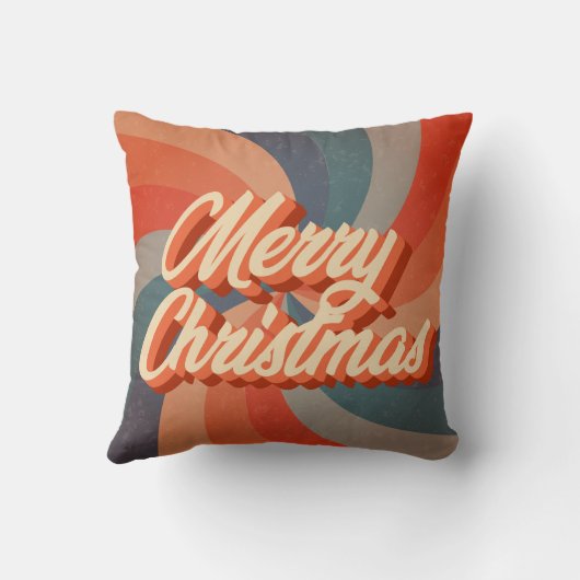 レトログルーヴィヴィンテージヒッパイスワールメリークリスマス クッション (裏面)