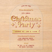 レトログルーヴィークリスマスホリデーパーティー アクリル招待状 (正面)