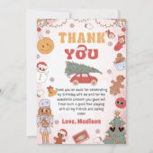 レトログルーヴィークリスマス誕生日サンキューカード サンキューカード (正面)