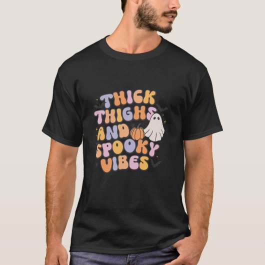 レトログルーヴィーハロウィーン太い太い太い太い太い不気味とVib Tシャツ (正面)