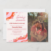 レトログルーヴィーバレンタインスイートハートベビーシャワー 招待状 (正面)