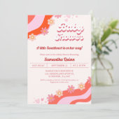 レトログルーヴィーバレンタインスイートハートベビーシャワー 招待状 (スタンド正面)