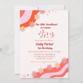 レトログルーヴィーバレンタインスウィートファースト誕生日 招待状 (正面)