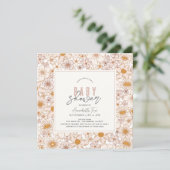 レトログルーヴィーピンクフローラガールベビーシャワー 招待状 (スタンド正面)