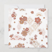 レトログルーヴィーピンクフローラガールベビーシャワー 招待状 (裏面)