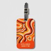 レトログルーヴィーブライトオレンジボはっきりしたホ ラゲッジタグ (正面縦)