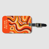 レトログルーヴィーブライトオレンジボはっきりしたホ ラゲッジタグ (正面横)