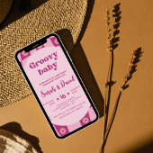 レトログルーヴィーベビーガール |フローラ70sベビーシャワー 招待状