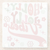 レトログルーヴィーホリーすてきビーブスホリデーフォト ガラスコースター (裏面)