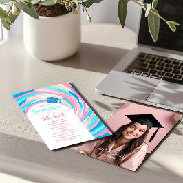 レトログルーヴィーボルテックスウェーブパステル卒業 招待状