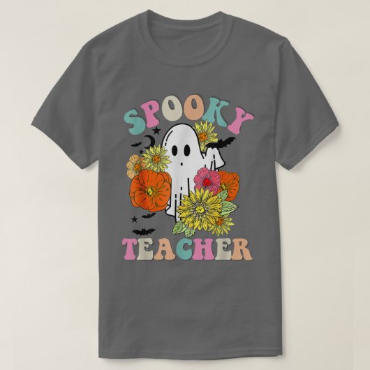 レトログルーヴィ不気味先生秋フローラ幽霊ホール Tシャツ (デザイン正面)