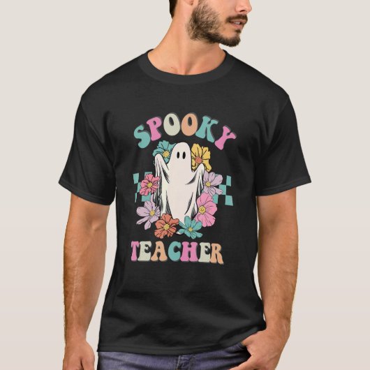 レトログルーヴィ不気味先生秋フローラ幽霊 Tシャツ (正面)