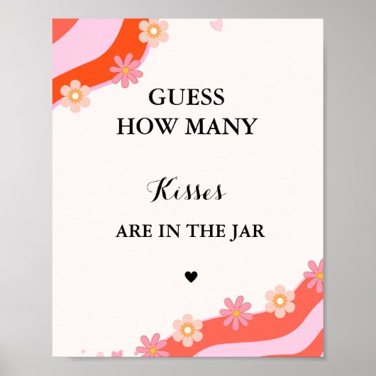 レトログルーヴィ何個のキスブライダルシャワーゲーム ポスター (正面)