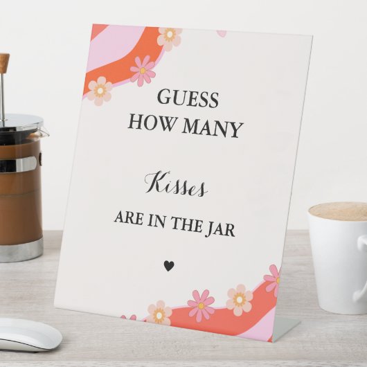 レトログルーヴィ何個のキスブライダルシャワーゲーム 台座サイン (インサイチュ)