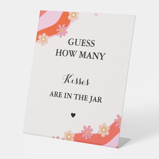 レトログルーヴィ何個のキスブライダルシャワーゲーム 台座サイン (正面)