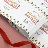 レトログルーヴィ名前をカスタムするハッピーホリデーズクリスマス ラッピングペーパー