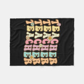 レトログルーヴィ感動的カラフル先生Ckへ フリースブランケット (正面(横))