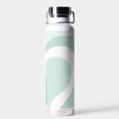 レトログルーヴィ抽象芸術ティール(緑がかった色)グリーンクリーム名前をカスタムする ウォーターボトル (背面)