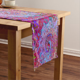 レトログルーヴィ抽象芸術ラベンダーおよびマゼンタスワール ショートテーブルランナー