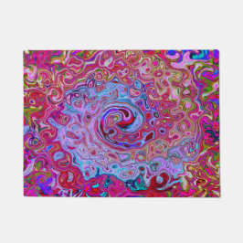 レトログルーヴィ抽象芸術ラベンダーおよびマゼンタスワール ドアマット