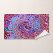 レトログルーヴィ抽象芸術ラベンダーおよびマゼンタスワール バスタオルセット (ハンドタオル)