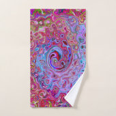 レトログルーヴィ抽象芸術ラベンダーおよびマゼンタスワール バスタオルセット (ハンドタオル)