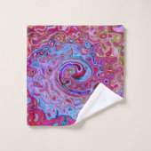 レトログルーヴィ抽象芸術ラベンダーおよびマゼンタスワール バスタオルセット (ウォッシュタオル)