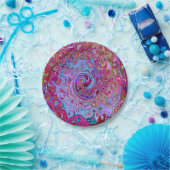 レトログルーヴィ抽象芸術ラベンダーおよびマゼンタスワール ペーパープレート (パーティー)