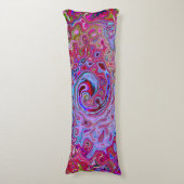 レトログルーヴィ抽象芸術ラベンダーおよびマゼンタスワール ボディピロー (正面縦)